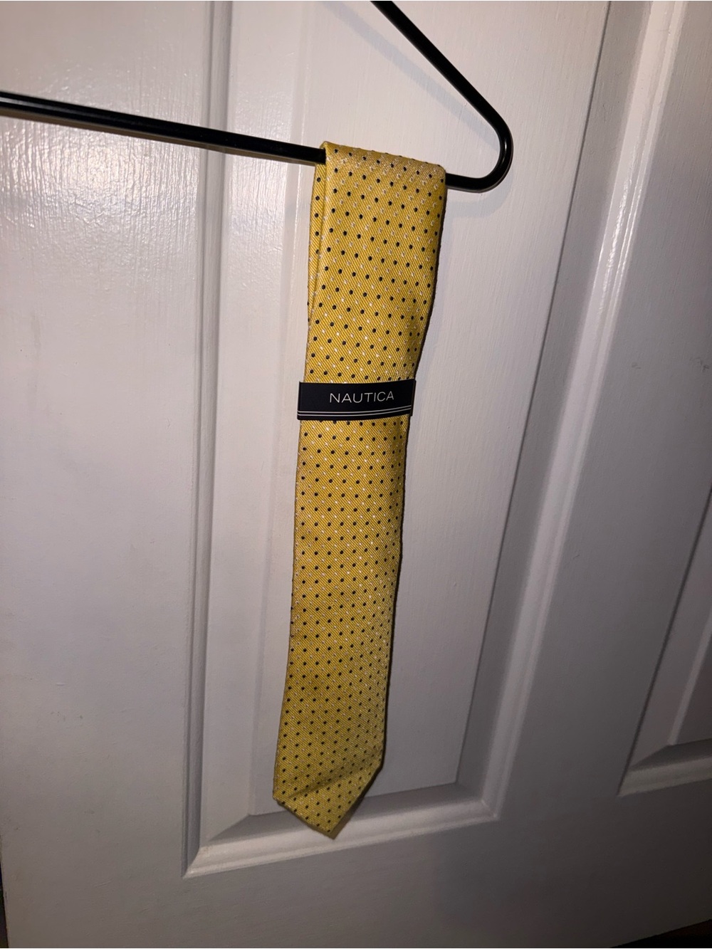 Nautica Yellow Tie with Navy Microdots